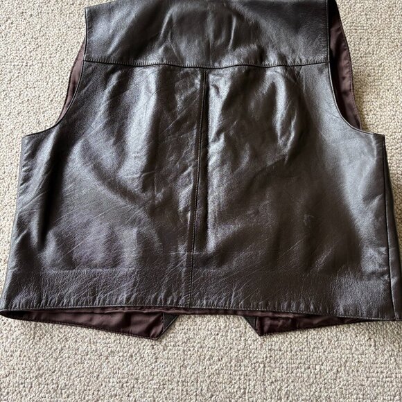 Leather Cult Custom Hand Crafted Hide Couture Brown Leather Vest – XL - Picture 7 of 10